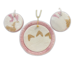 Cercei și pandantiv Cercul perfecțiunii - roz