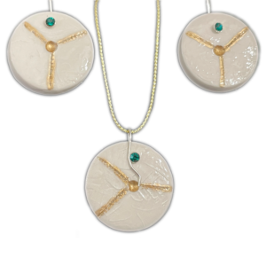 Cercei și pandantiv Cercul perfecțiunii - auriu